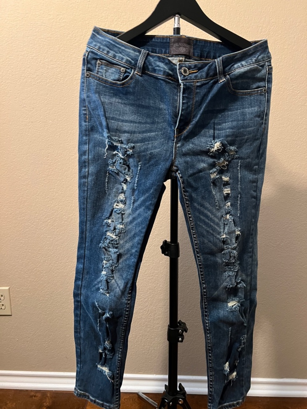 Classic Blue Ripped Women's Skinny Jeans